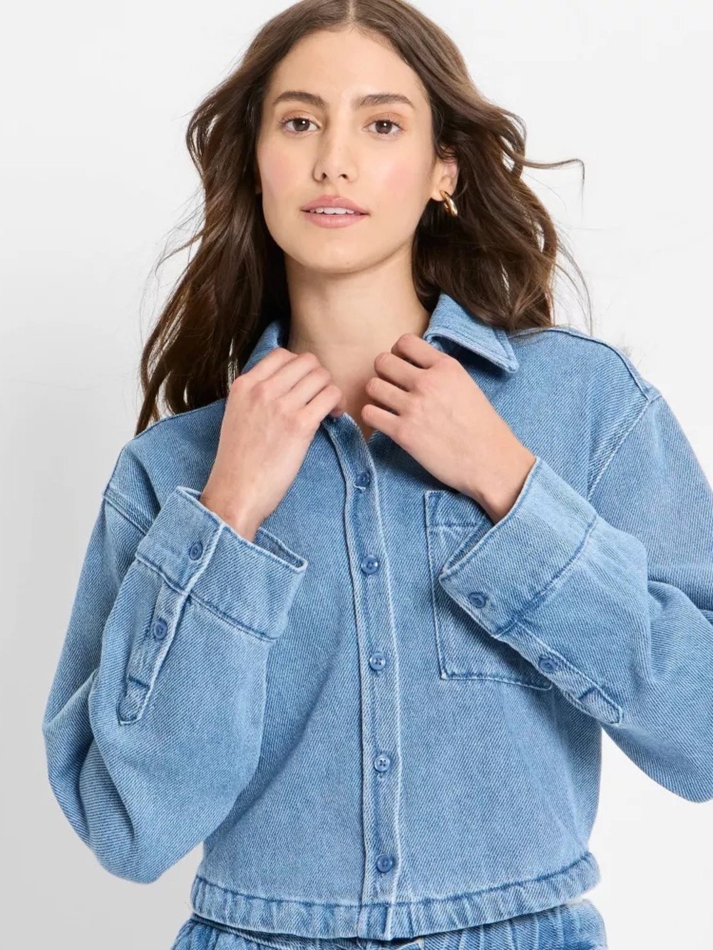 NWT Relaxed Denim Button-Down Shirt - Future Collective SIZE XS Oversized